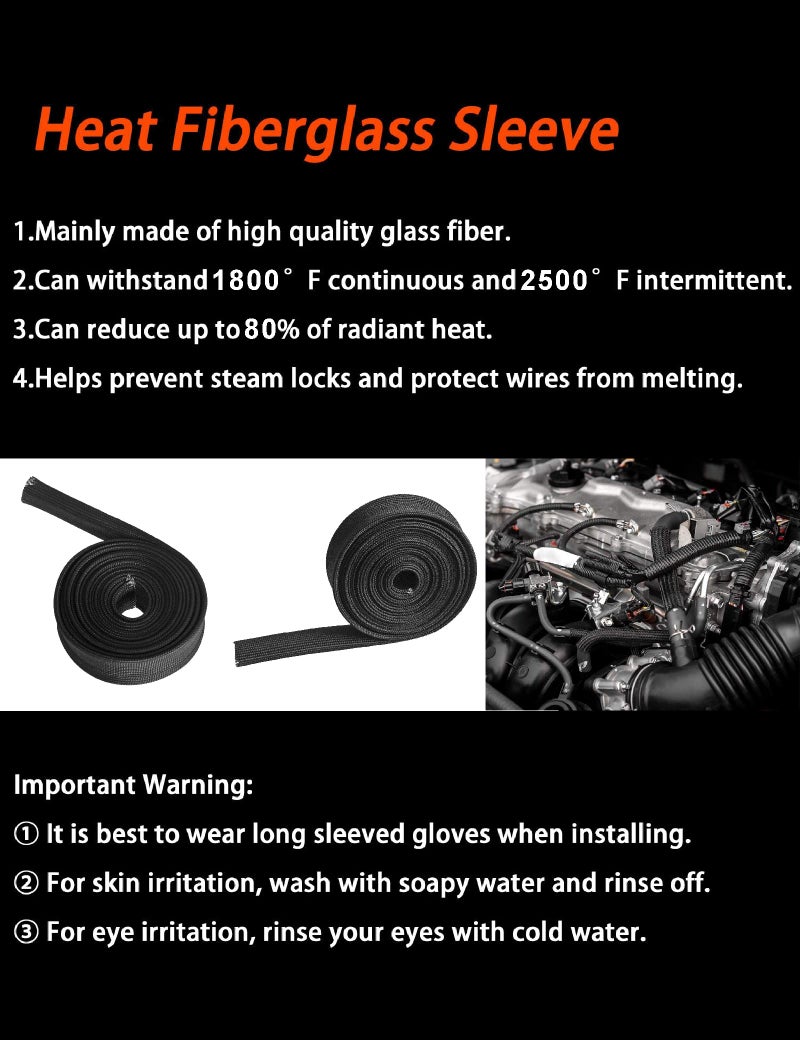 Alioncar Wire Heat Shield Automotive Heat Shield Sleeve Fuel Line Heat Shield Auto Hose Spark Plug Wire Cover Protectors Boots Roll 2500 Degree for Car&Auto Wire Loom Brake Cable (Black1/2""I.D.X10FT) - Image 3